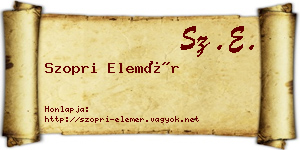 Szopri Elemér névjegykártya